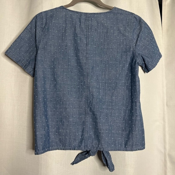 Madewell Chambray Eyelet V Neck Tie Top Small - Picture 5 of 11